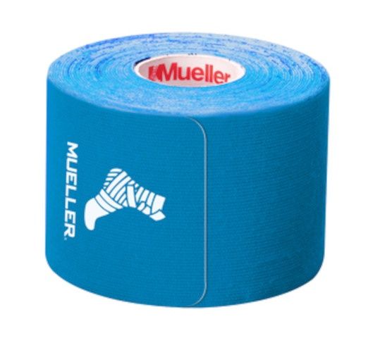 Mueller TYPHOON Kinesiology Therapeutic Tape, 20 Pre-Cut I-Strips - Blue