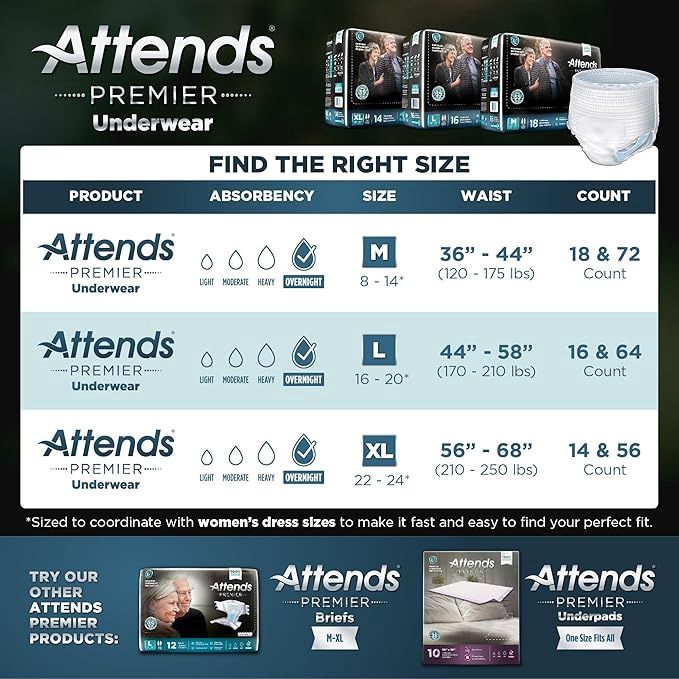 Attends Premier Pull On Adult Medium - Unisex 18ct