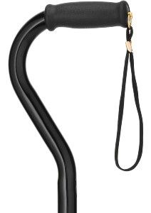 Heavy Duty Tall Adult Offset Cane - Black