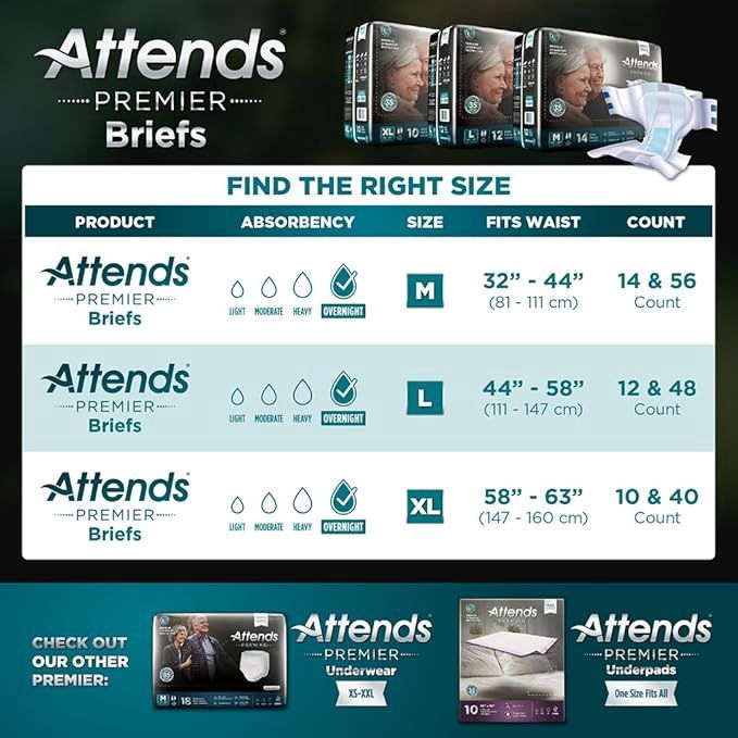 Attends Premier Brief Large Adult Unisex 12ct
