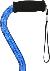 Heavy Duty Tall Adult Offset Cane - Blue Waves