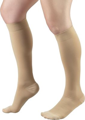 TF 18 mmHg Anti-embolism Compression Stockings, Closed Toe, Beige, Small