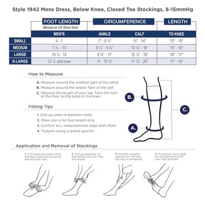 TF 8-15 Knee High Men's Trouser Compression Socks, Black, Large