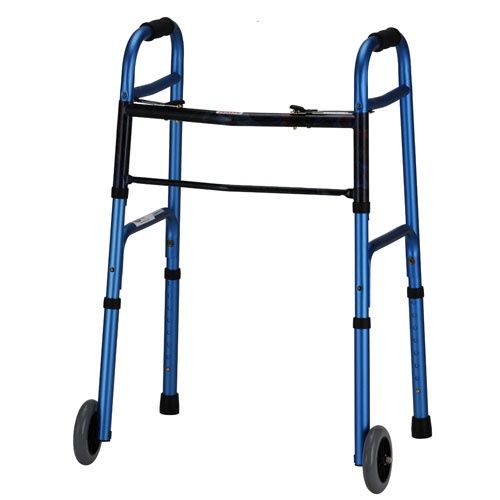 Folding Walker with 5 Folding Walker with 5" Wheels -Blue