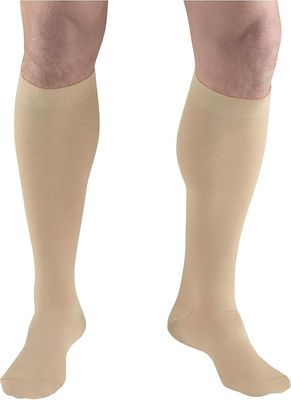 TF 18 mmHg Anti-embolism Compression Stockings Knee High, Closed Toe, Beige, Large