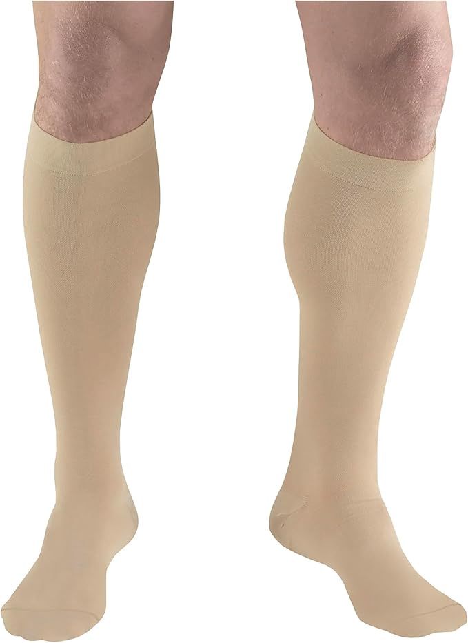 TF 18 mmHg Anti-embolism Compression Stockings Knee High, Closed Toe, White, XLarge