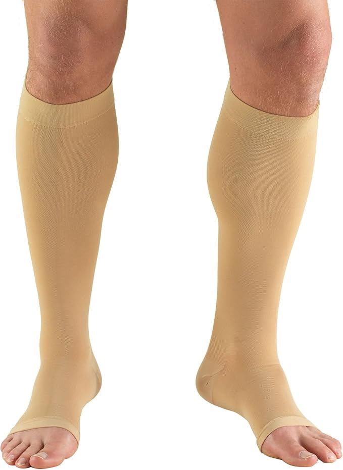 TF 18 mmHg Anti-embolism Compression Stockings, Open Toe, Beige, XLarge