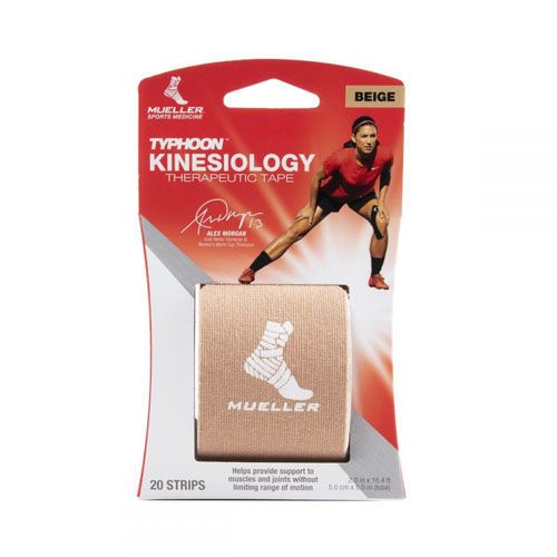 Mueller TYPHOON Kinesiology Therapeutic Tape, 20 Pre-Cut I-Strips - Beige