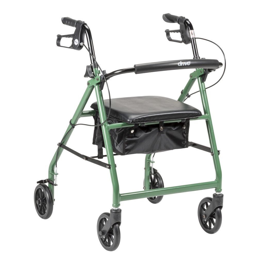 Green Aluminum Rollator, 6"