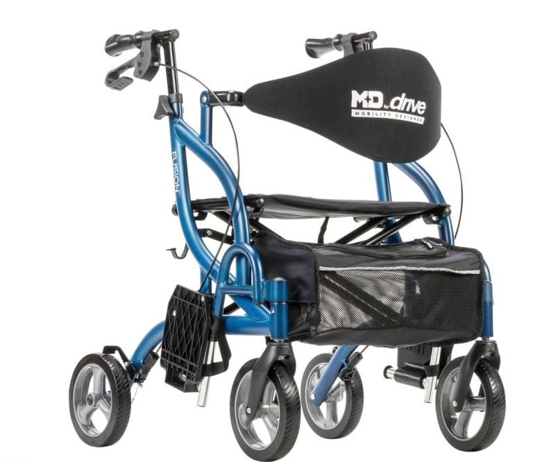 MD by Drive Fusion 2 in 1 Rollator/Transport Chair Blue MD by Drive Fusion 2 in 1 Rollator/Transport Chair Blue