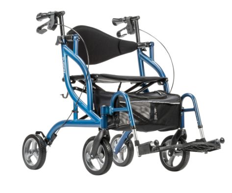 MD by Drive Fusion 2 in 1 Rollator/Transport Chair Blue
