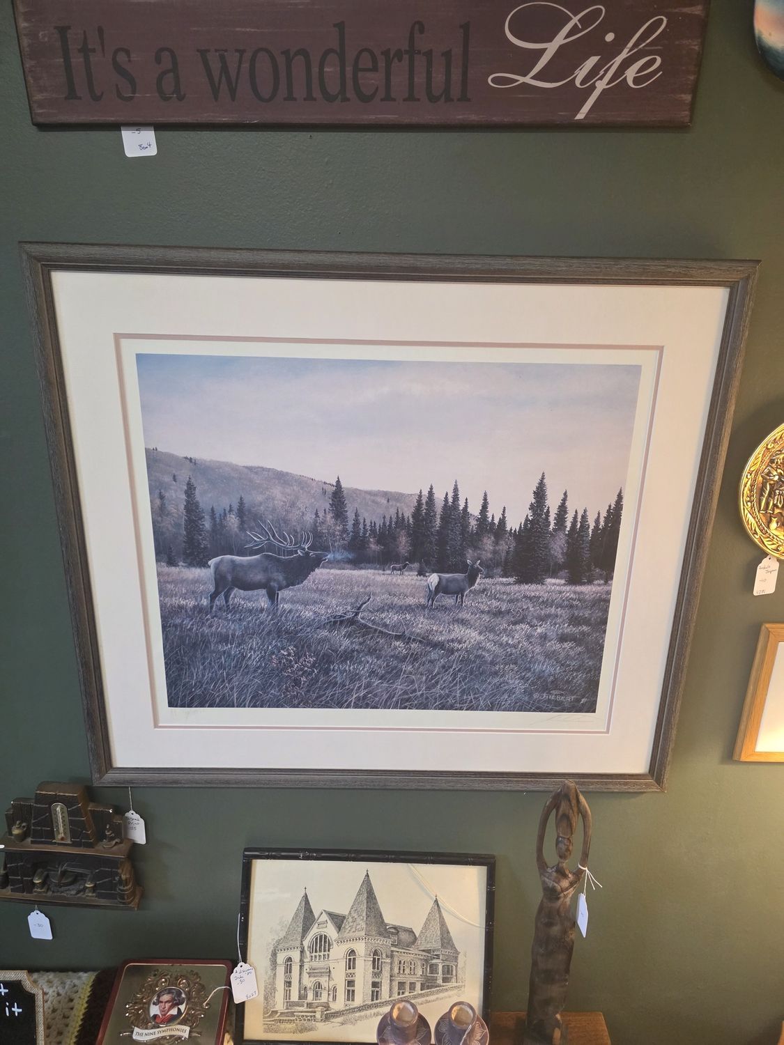elk framed picture