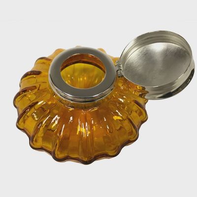 3" Amber Glass Inkwell