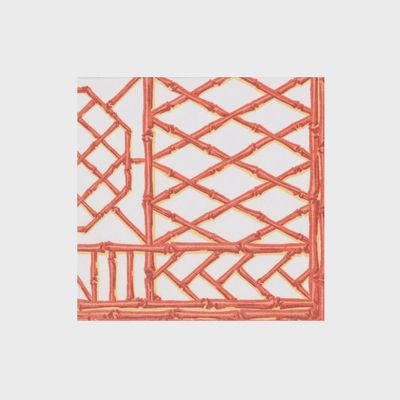 Bamboo Screen Coral Cocktail Napkin