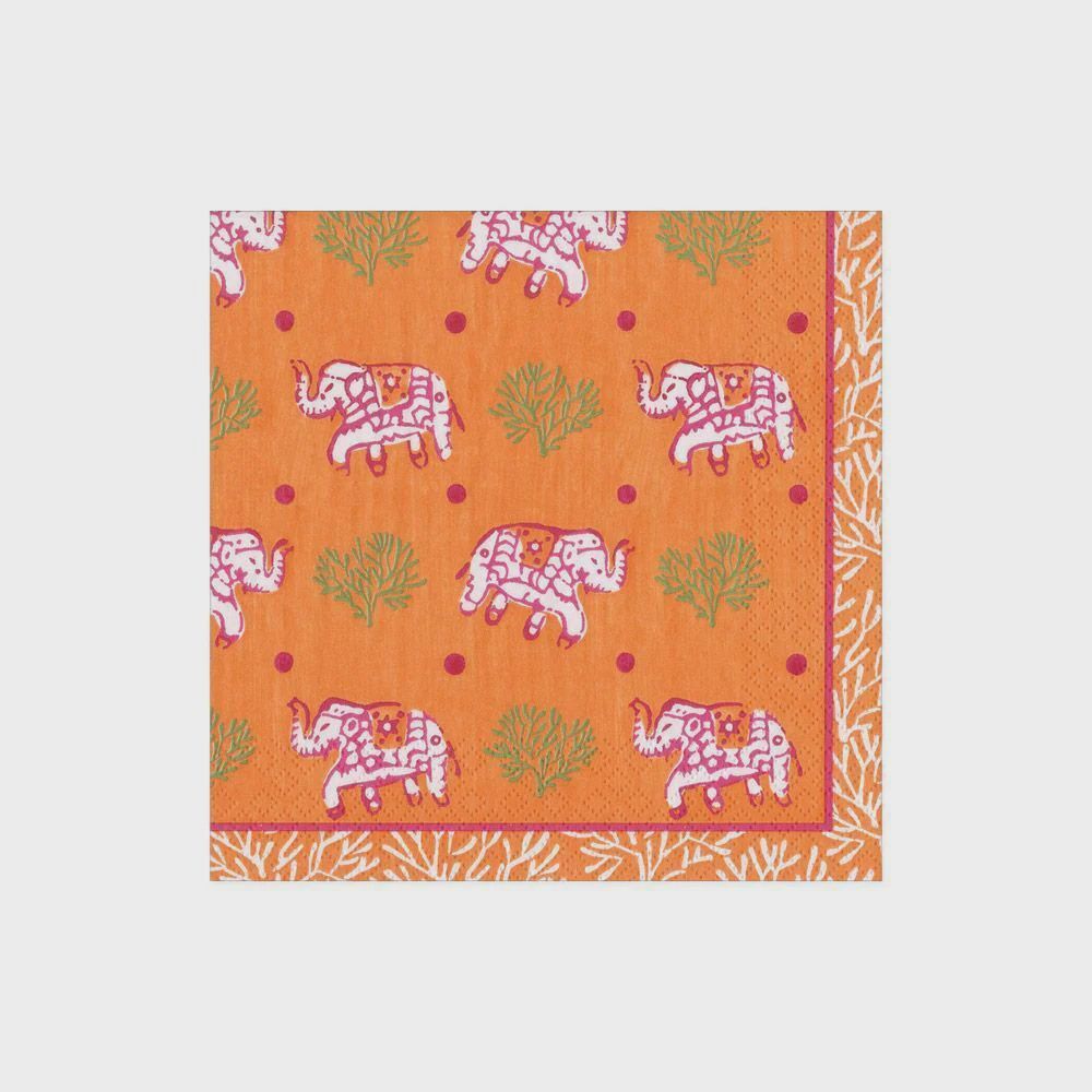 Batik Elephants Cocktail Napkin