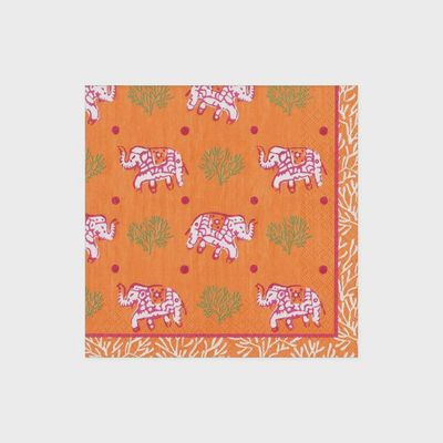 Batik Elephants Cocktail Napkin