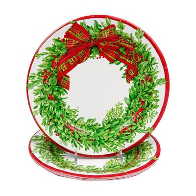 Boxwood Berries and Wreath Dinner Plate