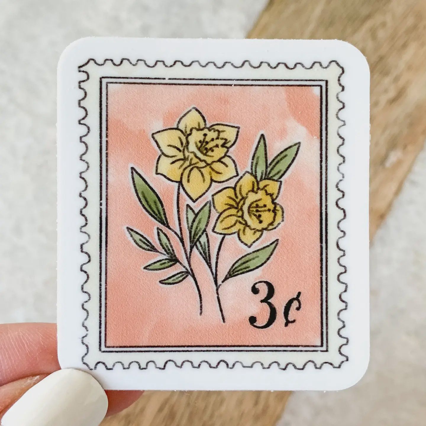 Pink Floral Stamp Sticker