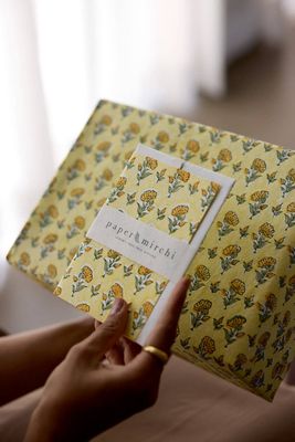 Block Printed Greeting Card - Ditsy Floral Sunshine
