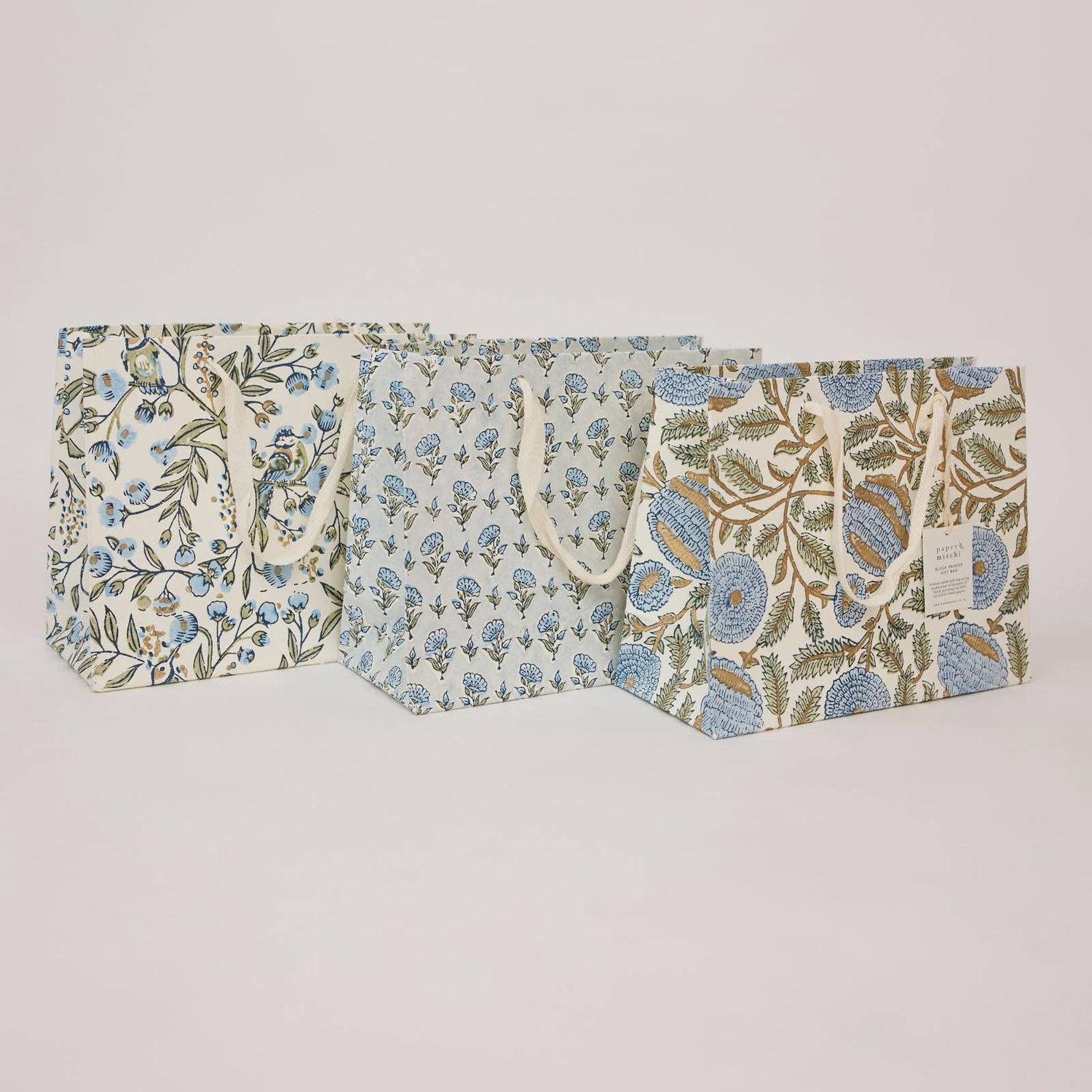 Block Printed Gift Bags (Medium) - Blue Stone Refresh