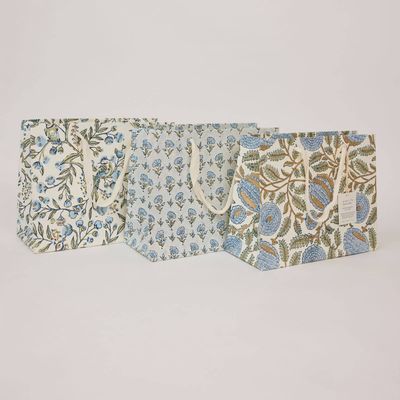 Block Printed Gift Bags (Medium) - Blue Stone Refresh