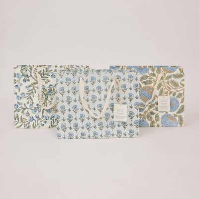 Block Printed Gift Bags (Medium) - Blue Stone Refresh