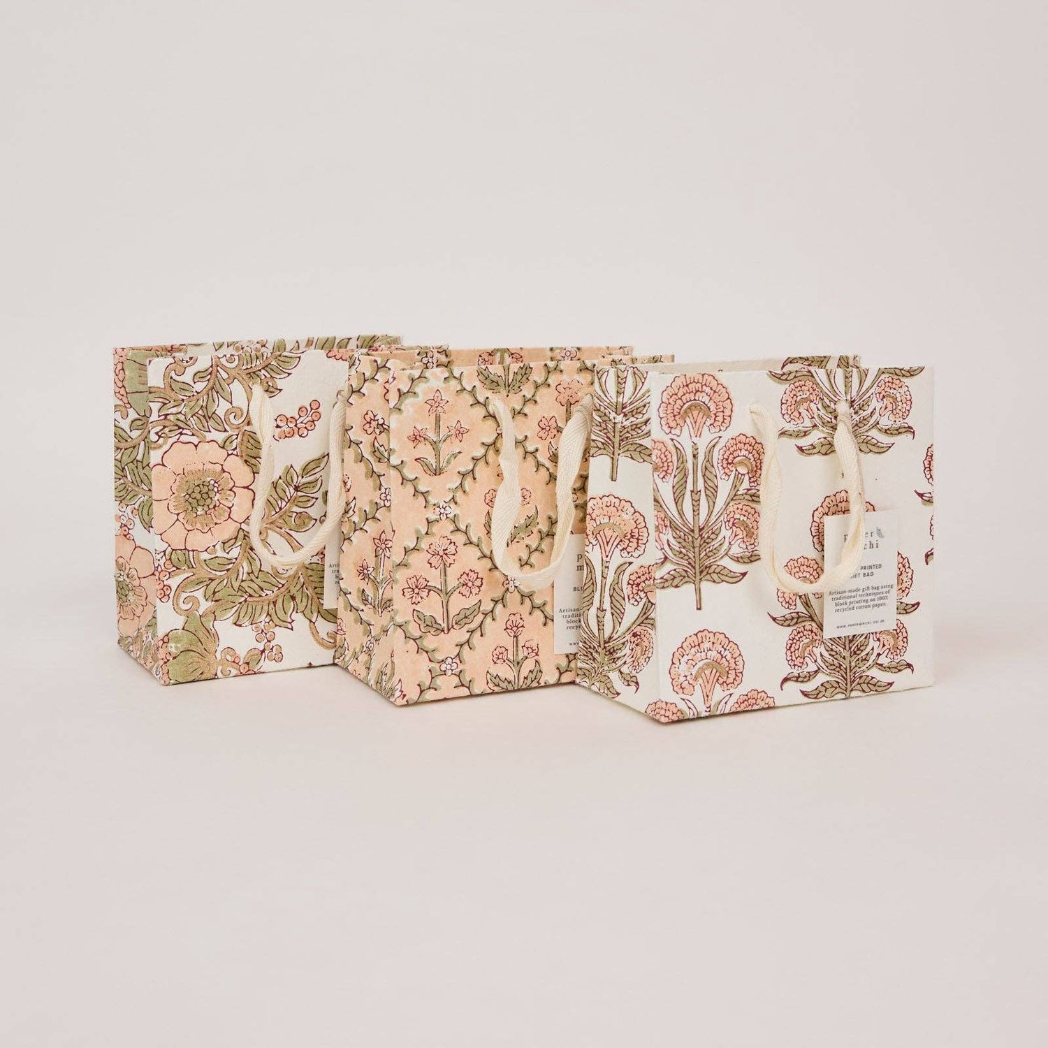 Block Printed Gift Bags (Small) - Terracotta