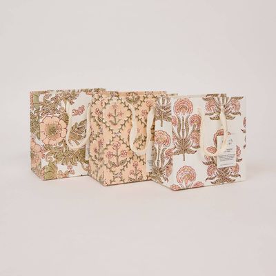 Block Printed Gift Bags (Small) - Terracotta