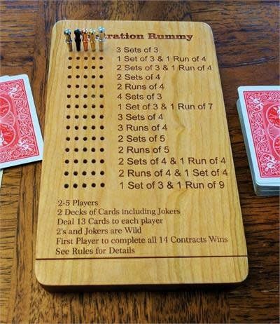 Wooden Frustration Rummy Game Board with Magnetic Storage
