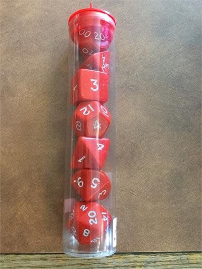 Koplow Jumbo 7-Piece Polyhedral Opaque Red Dice Set in Tube