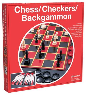 Red Box: Chess Checkers Backgammon Set