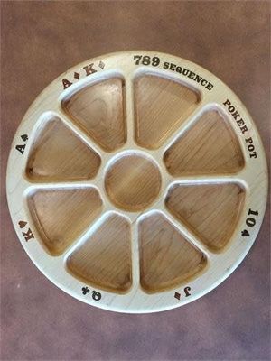 Wooden Rotating Rummoli Board w/ Inlay