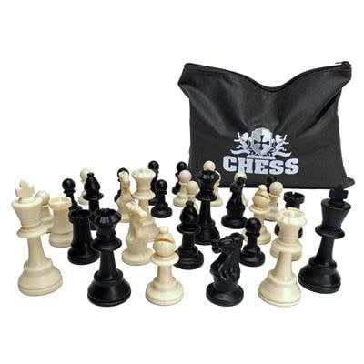 Chess Pieces - Staunton Black &amp; White Weighted Plastic (3.75" King)
