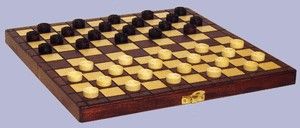 Checkers Set 10" Inlaid Folding Board