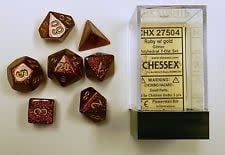 7-Piece RPG Dice Set: Glitter Ruby w/ Gold