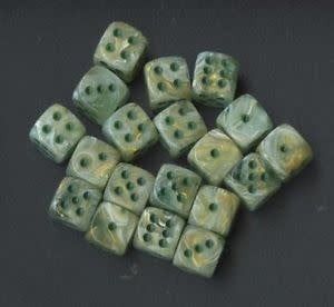 36d6 Dice Block (12mm): Marble  (Assorted Colours) Green w/ Dark Green
