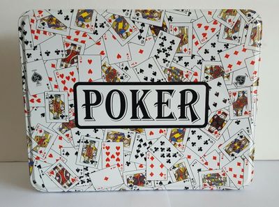 Professional Poker Game Set in White Tin