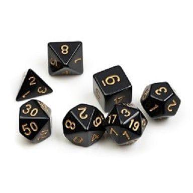 Dice Set - Solid Black Gold Ink