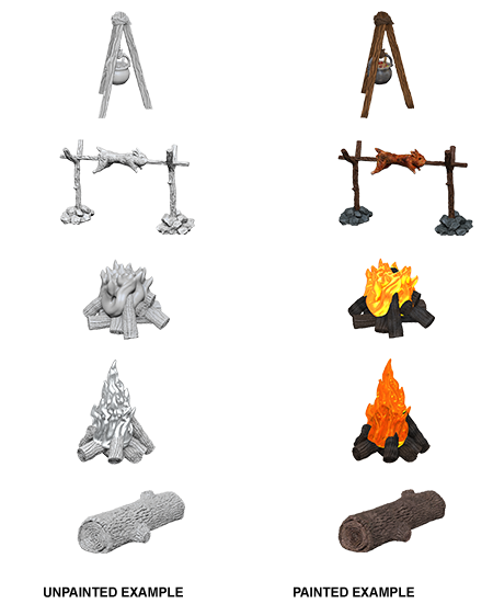 Pathfinder Deep Cuts Miniatures: Camp Fire &amp; Sitting Log
