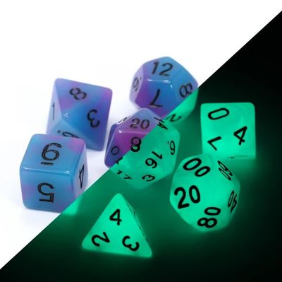 7-Piece RPG Dice Set: Glow in the Dark (Assorted Colours)