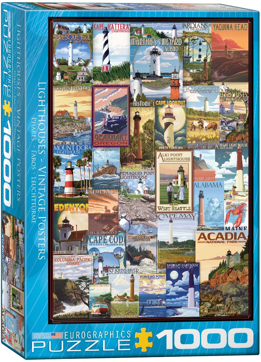 1000 pcs - Lighthouses Vintage Posters