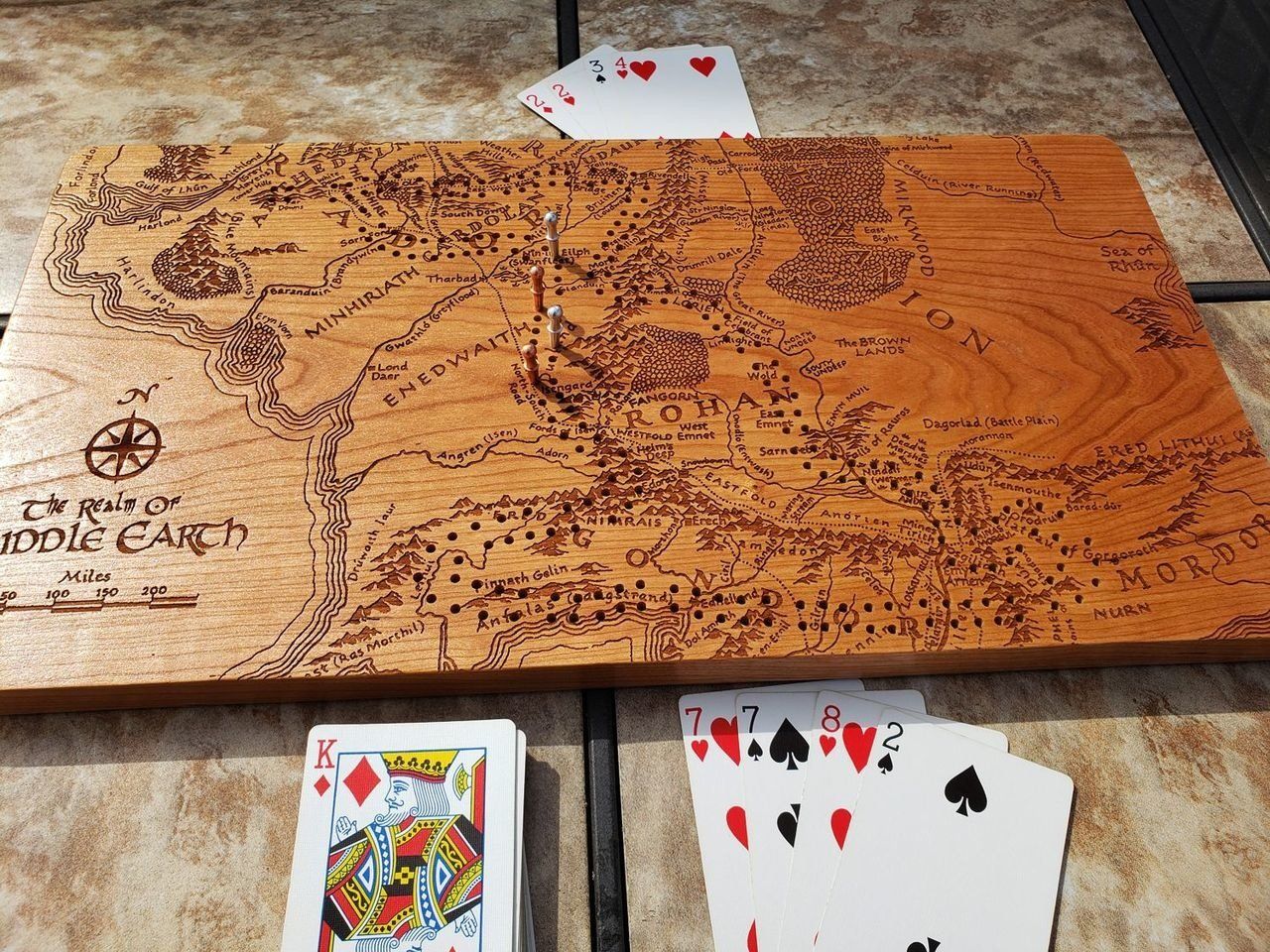 Wooden Cribbage Board:  Middle Earth