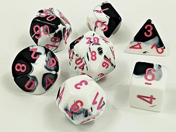 Lab Dice (Assorted Colours) Nebula Black-White/Pink