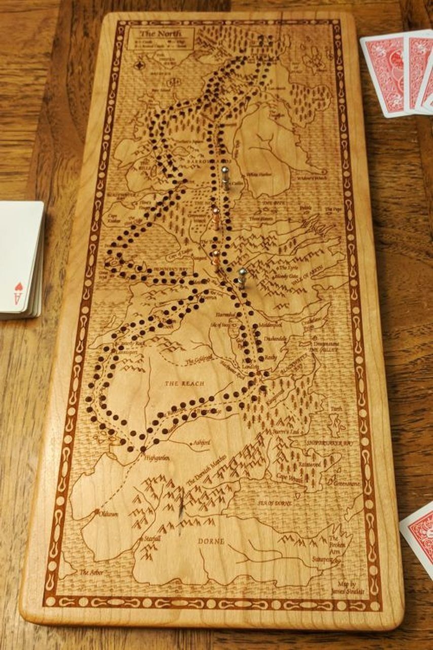 Wooden Cribbage Board: Game of Thrones - Westeros