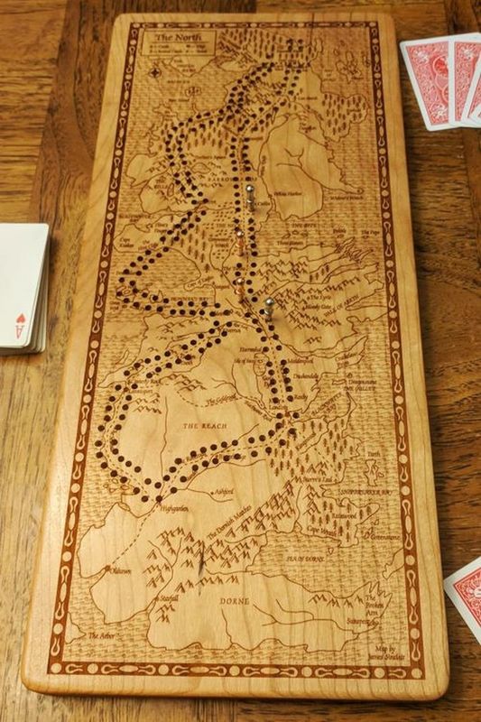 Wooden Cribbage Board: Game of Thrones - Westeros