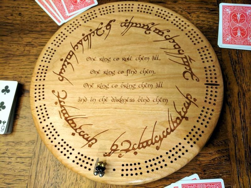 Wooden Cribbage Board: The One Ring - Round
