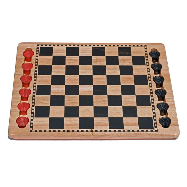 Checkers Set 12&quot; Wooden Black/Red with Storage
