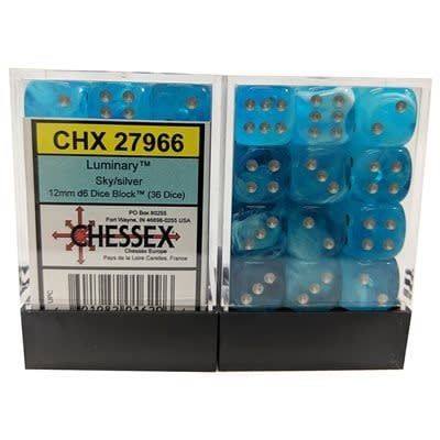 36d6 Dice Block (12mm): Luminary (Assorted Colours) Sky w/ Silver
