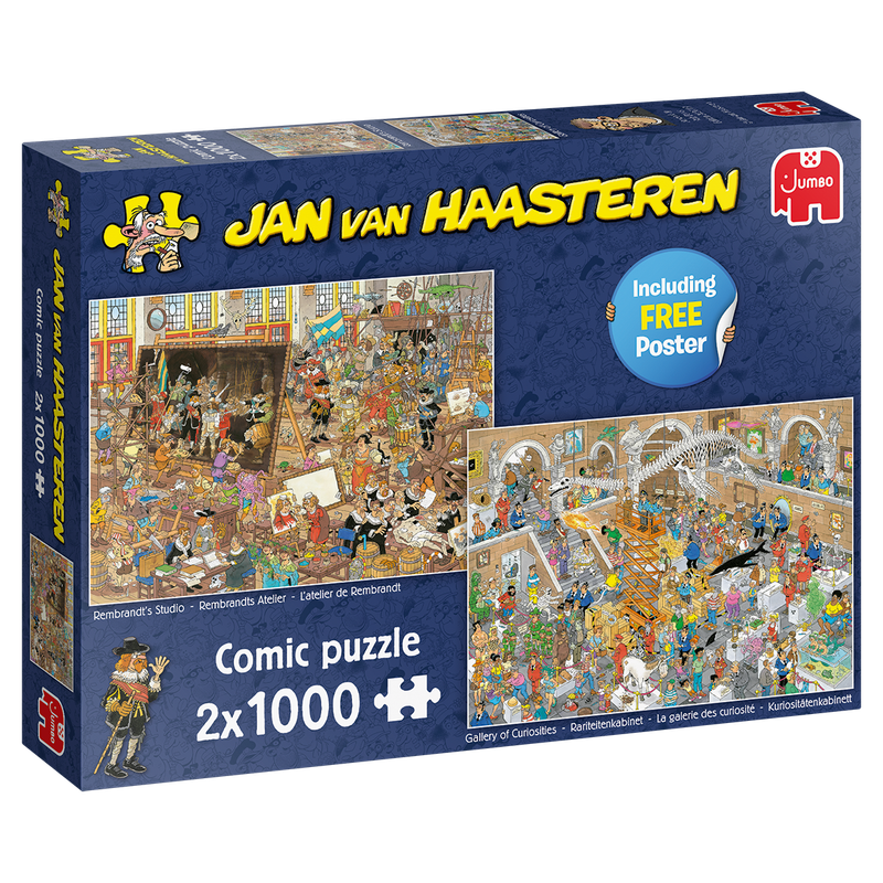 2 x 1000 pcs - Jan van Haasteren: Rembrandt&#39;s Studio/Gallery of Curiosities (A Trip to the Museum )