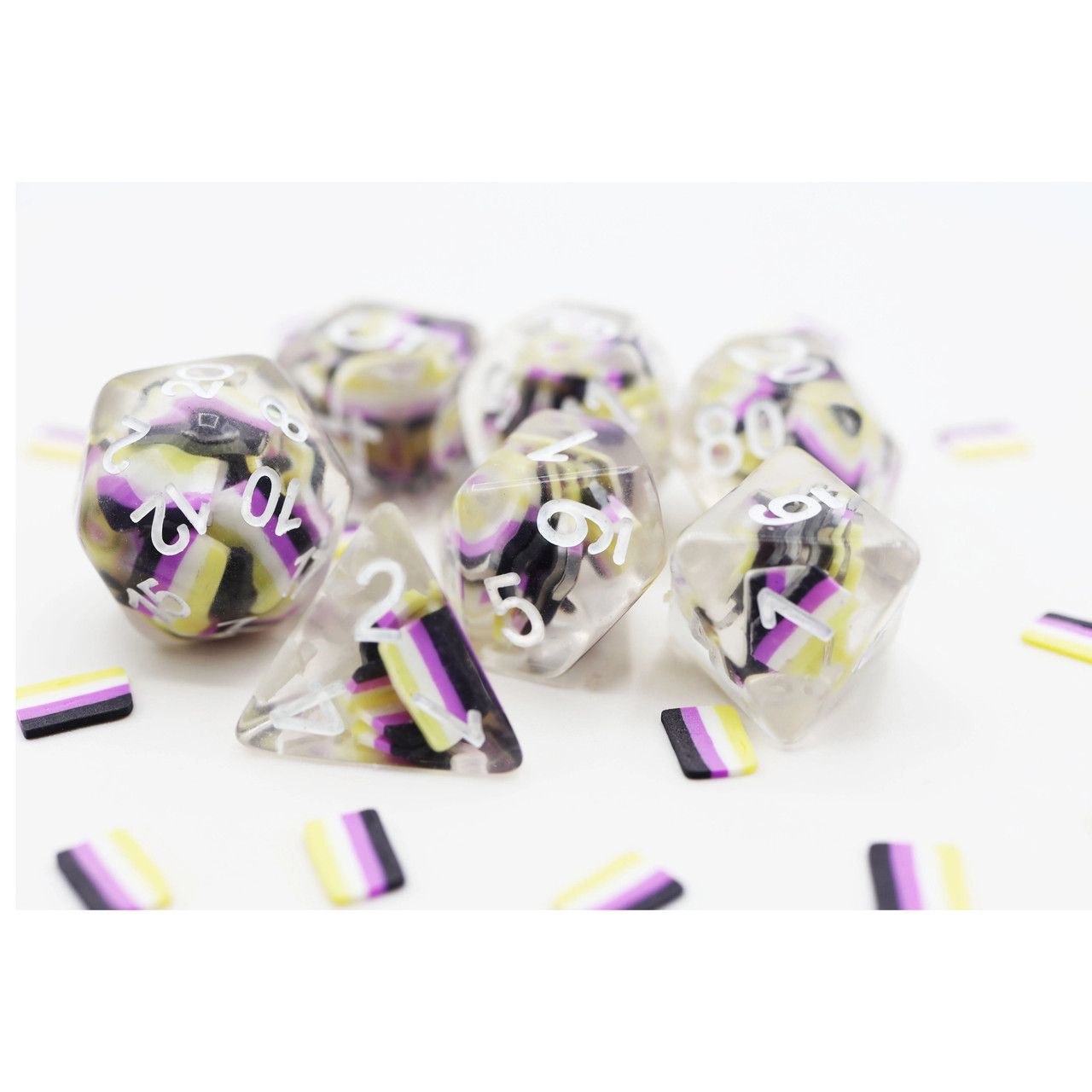 7-Piece Resin RPG Dice Set: Pride Flag